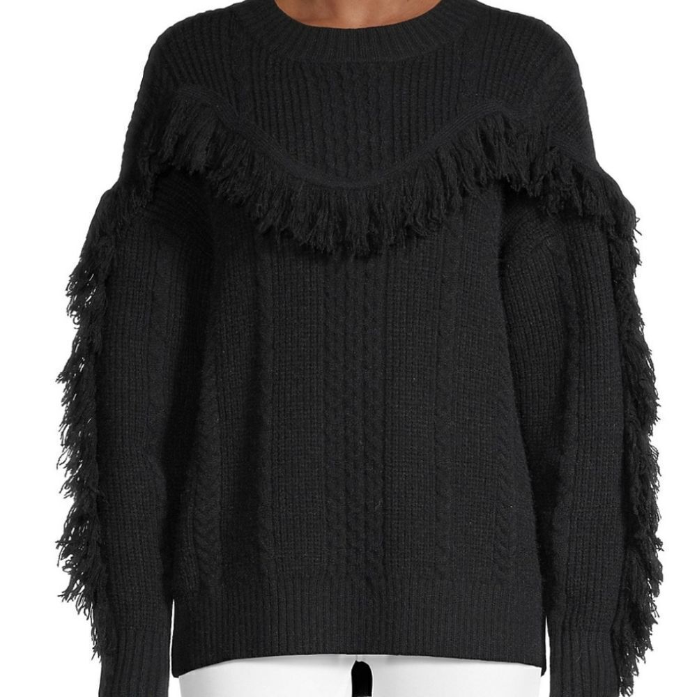 Avantlook fringed black sweater